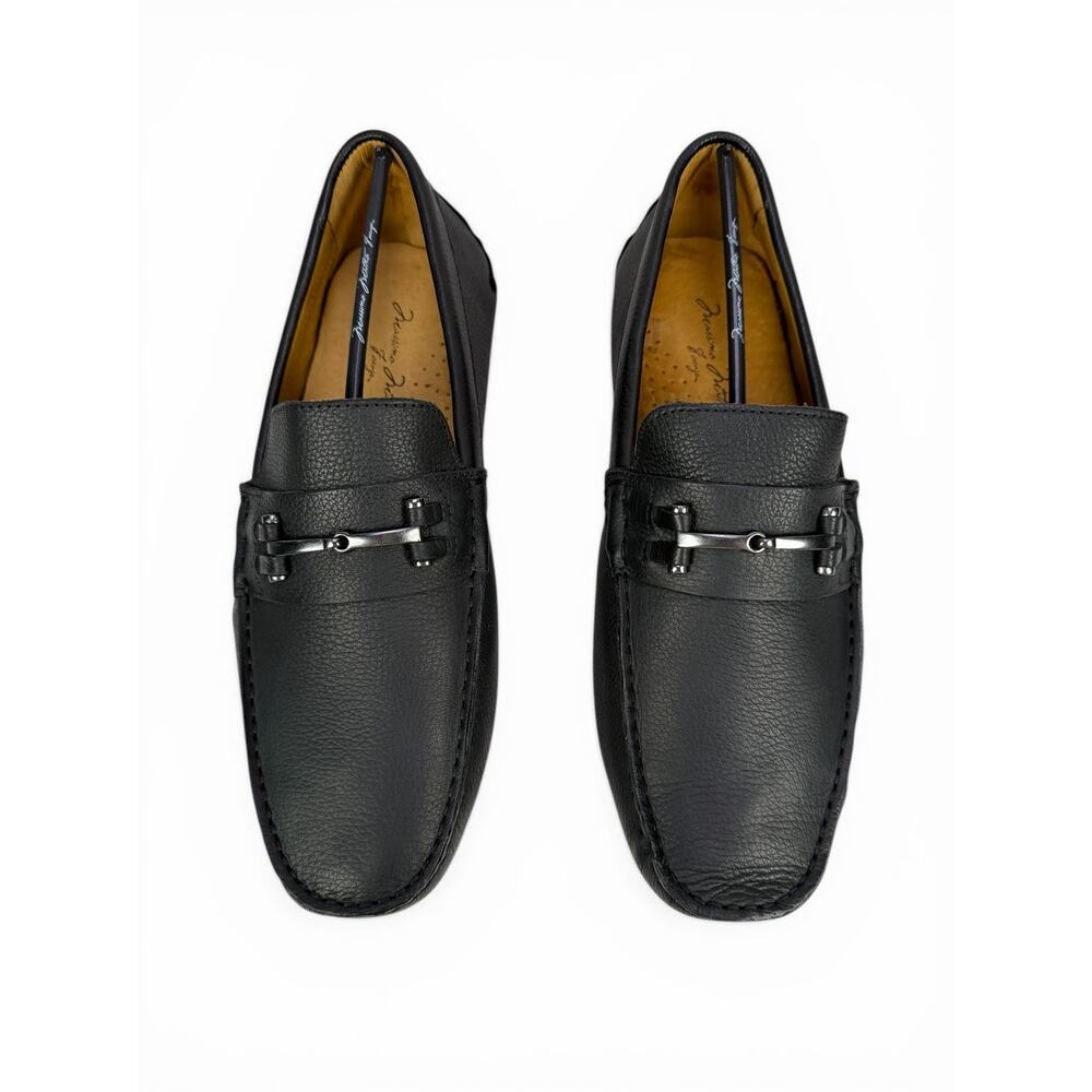 Massimo‎ Matteo Bit Driver Loafer Mens 9.5 Black Leather Moccasin Slip On Luxury